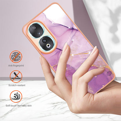 YB IMD Series-2 For Honor 90 Marble Pattern IMD Phone Case Electroplating TPU Anti-drop Cover