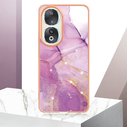 YB IMD Series-2 For Honor 90 Marble Pattern IMD Phone Case Electroplating TPU Anti-drop Cover