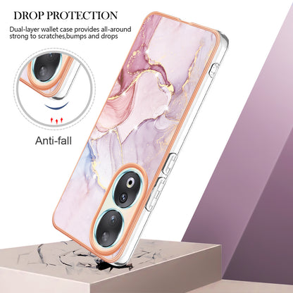 YB IMD Series-2 For Honor 90 Marble Pattern IMD Phone Case Electroplating TPU Anti-drop Cover