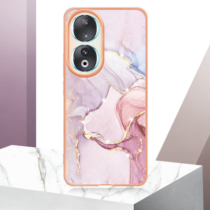 YB IMD Series-2 For Honor 90 Marble Pattern IMD Phone Case Electroplating TPU Anti-drop Cover