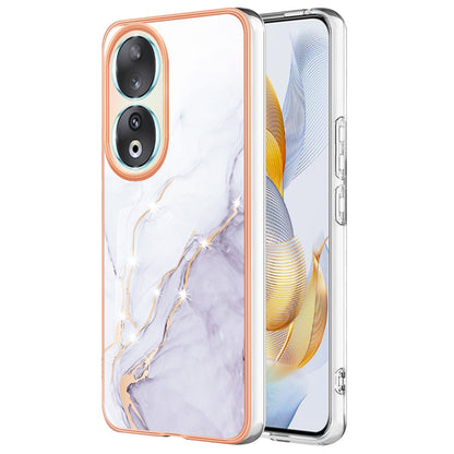YB IMD Series-2 For Honor 90 Marble Pattern IMD Phone Case Electroplating TPU Anti-drop Cover