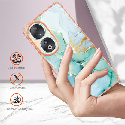 YB IMD Series-2 For Honor 90 Marble Pattern IMD Phone Case Electroplating TPU Anti-drop Cover