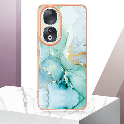 YB IMD Series-2 For Honor 90 Marble Pattern IMD Phone Case Electroplating TPU Anti-drop Cover