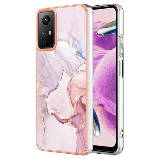 YB IMD Series-2 For Xiaomi Redmi Note 12S 4G Electroplated Marble Pattern IMD Cover TPU Anti-fall Phone Case