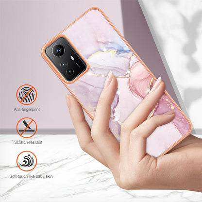 YB IMD Series-2 For Xiaomi Redmi Note 12S 4G Electroplated Marble Pattern IMD Cover TPU Anti-fall Phone Case