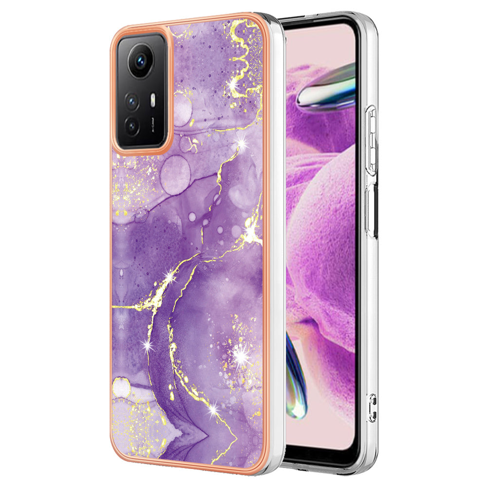YB IMD Series-2 For Xiaomi Redmi Note 12S 4G Electroplated Marble Pattern IMD Cover TPU Anti-fall Phone Case
