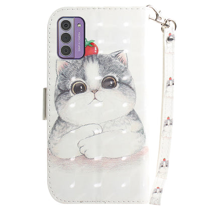 For Nokia G42 3D Pattern Printed PU Leather Phone Case Stand Flip Wallet Cover with Strap