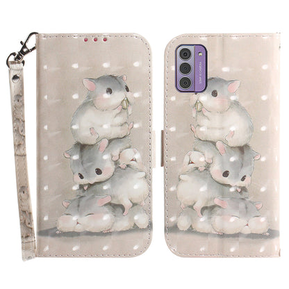 For Nokia G42 3D Pattern Printed PU Leather Phone Case Stand Flip Wallet Cover with Strap