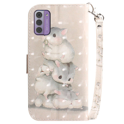 For Nokia G42 3D Pattern Printed PU Leather Phone Case Stand Flip Wallet Cover with Strap