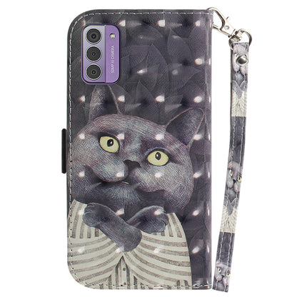 For Nokia G42 3D Pattern Printed PU Leather Phone Case Stand Flip Wallet Cover with Strap