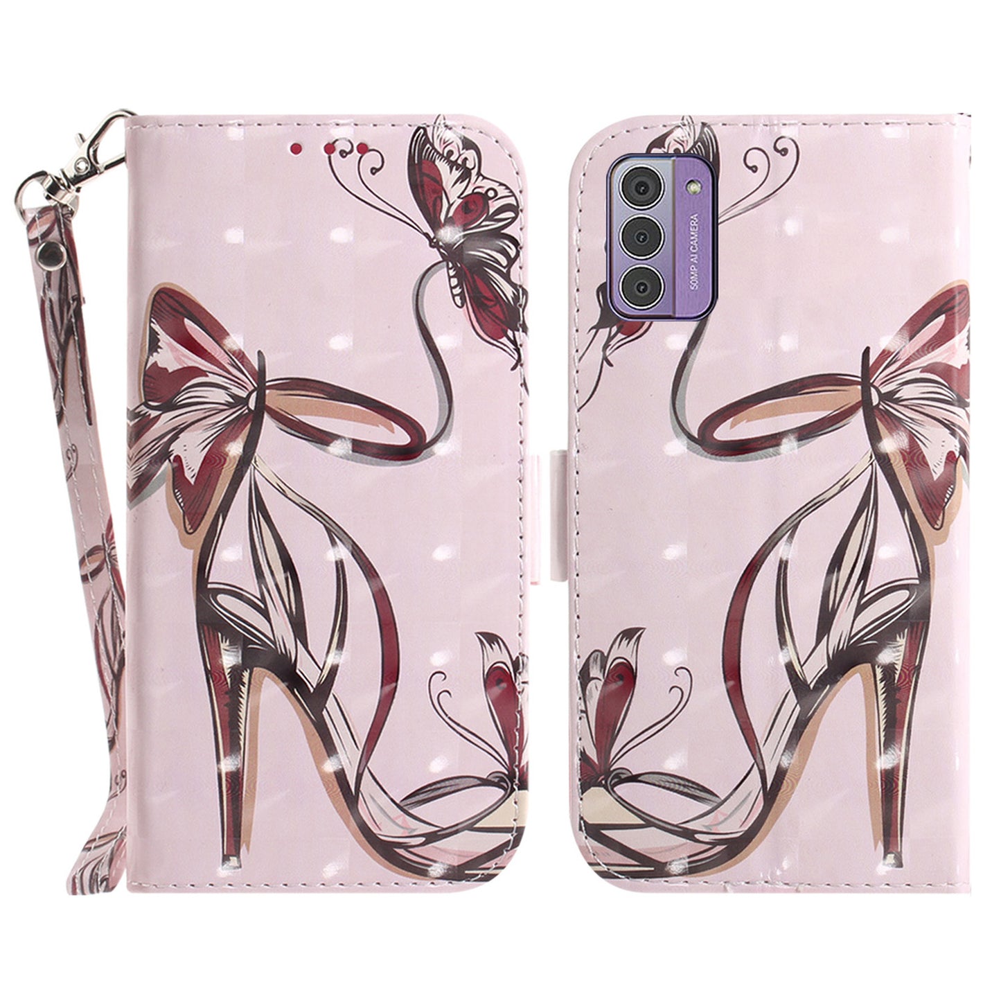 For Nokia G42 3D Pattern Printed PU Leather Phone Case Stand Flip Wallet Cover with Strap