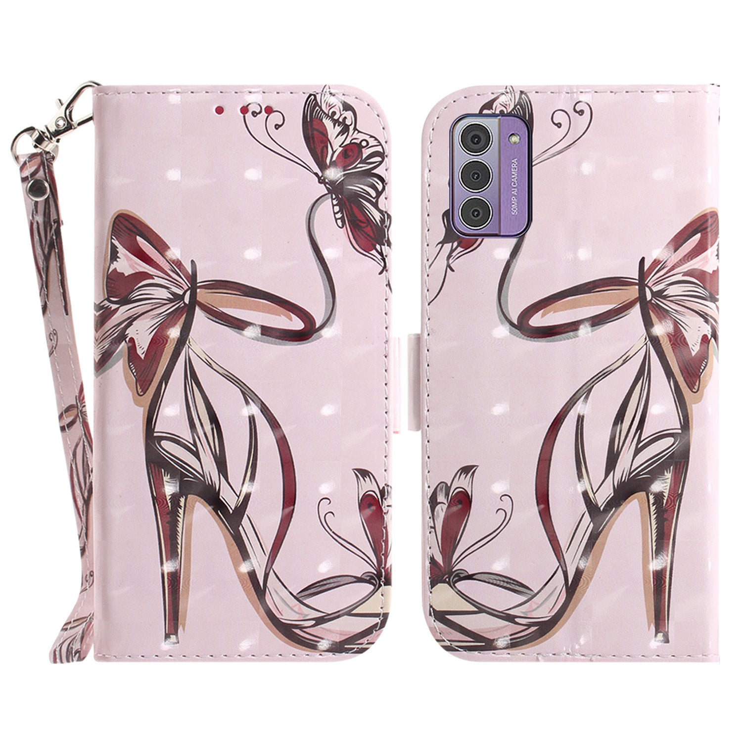 For Nokia G42 3D Pattern Printed PU Leather Phone Case Stand Flip Wallet Cover with Strap