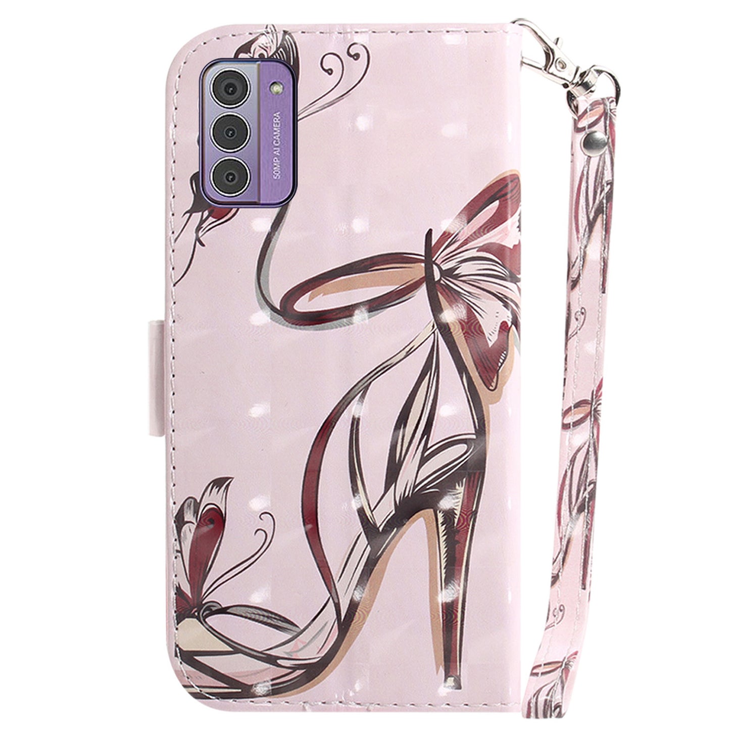 For Nokia G42 3D Pattern Printed PU Leather Phone Case Stand Flip Wallet Cover with Strap