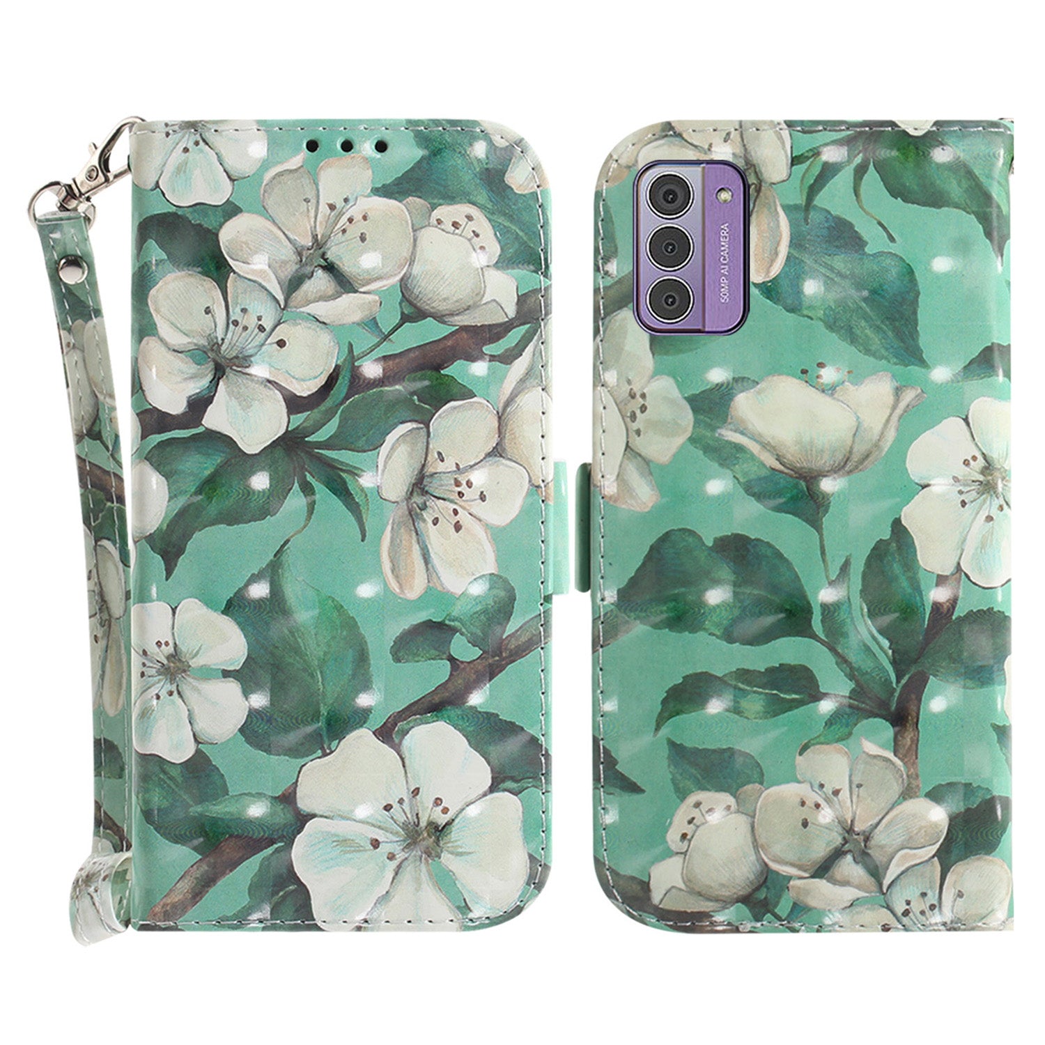 For Nokia G42 3D Pattern Printed PU Leather Phone Case Stand Flip Wallet Cover with Strap