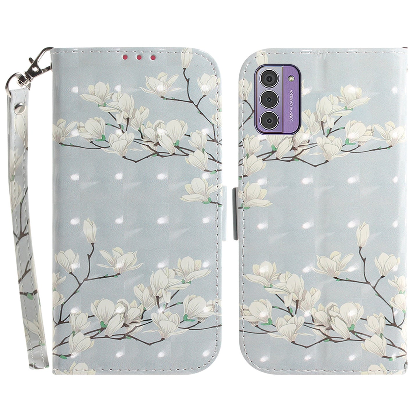 For Nokia G42 3D Pattern Printed PU Leather Phone Case Stand Flip Wallet Cover with Strap