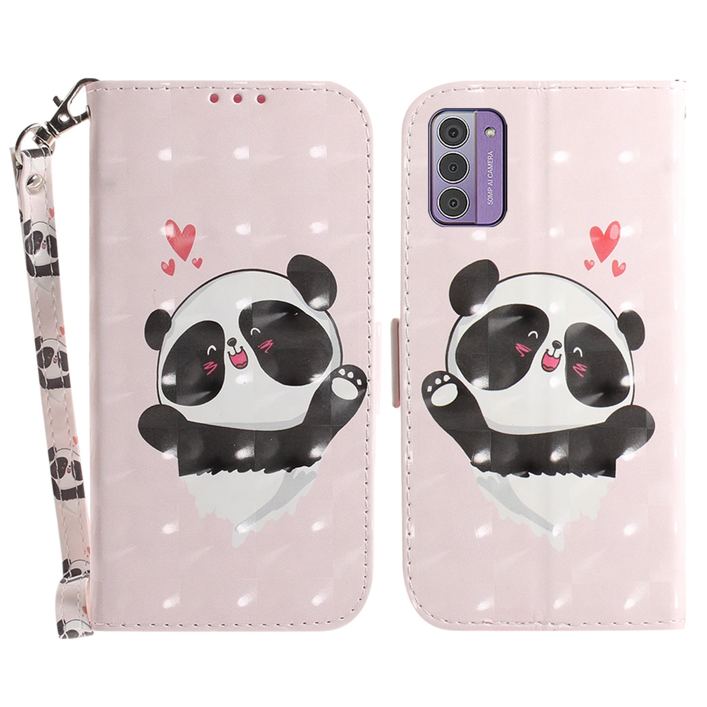 For Nokia G42 3D Pattern Printed PU Leather Phone Case Stand Flip Wallet Cover with Strap