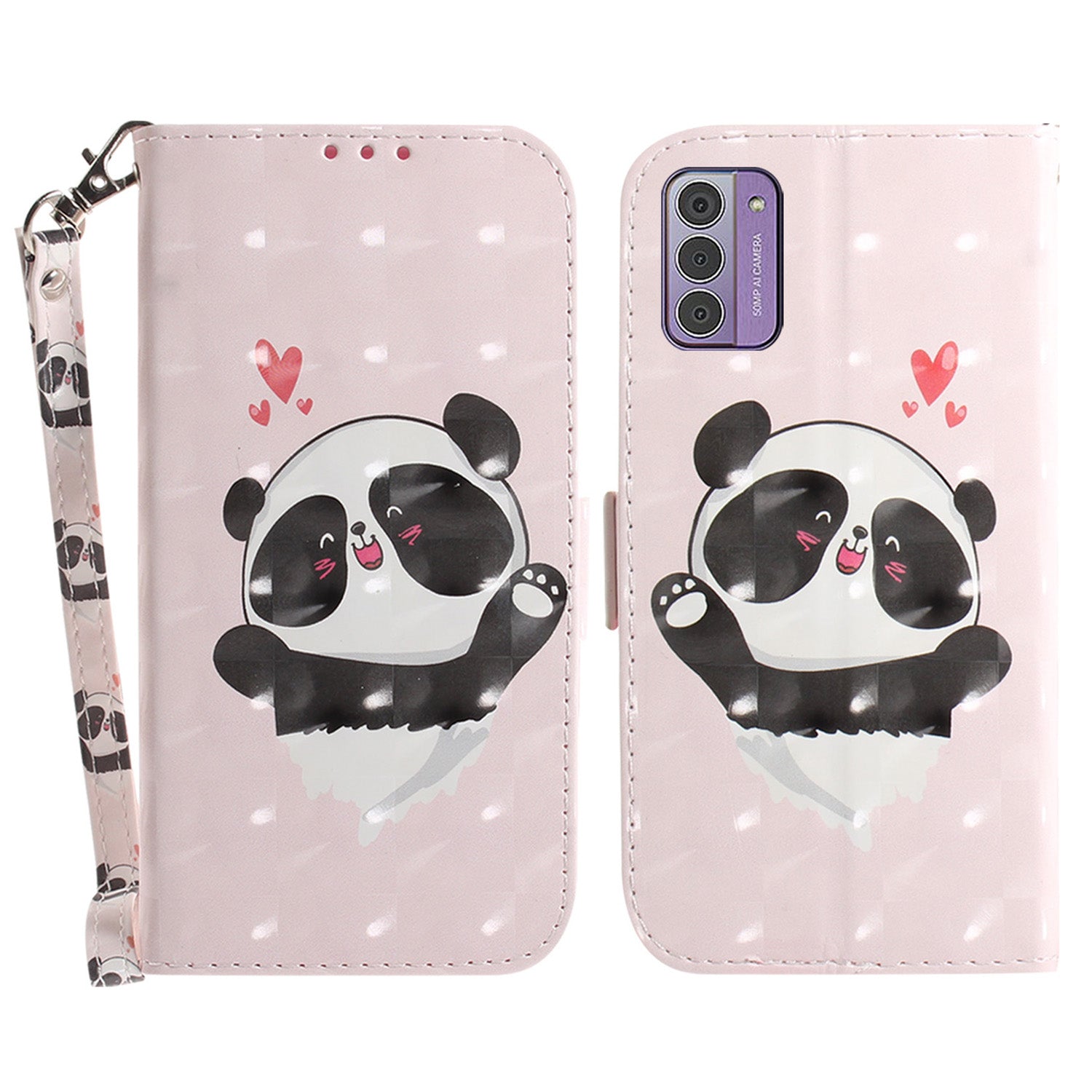 For Nokia G42 3D Pattern Printed PU Leather Phone Case Stand Flip Wallet Cover with Strap