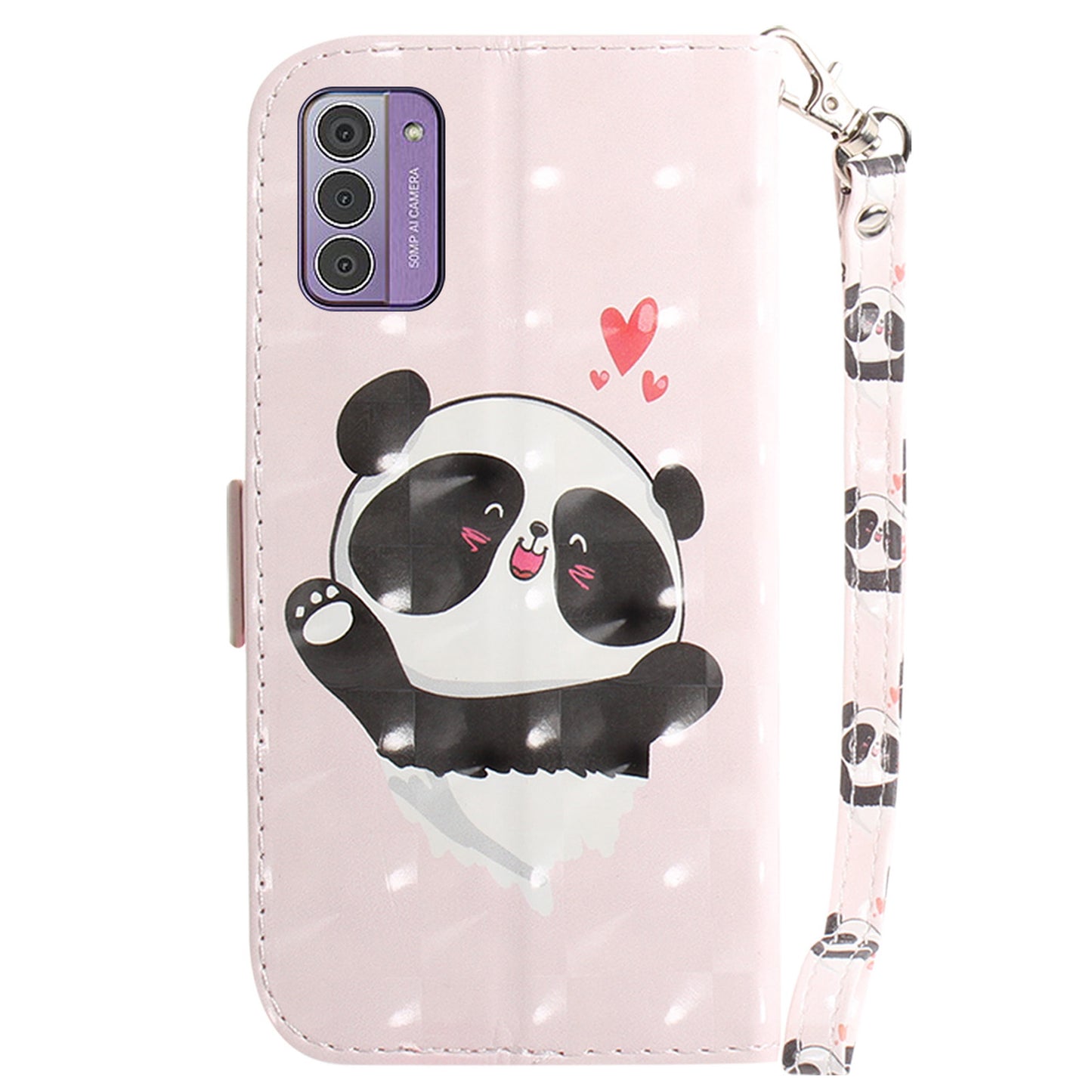 For Nokia G42 3D Pattern Printed PU Leather Phone Case Stand Flip Wallet Cover with Strap