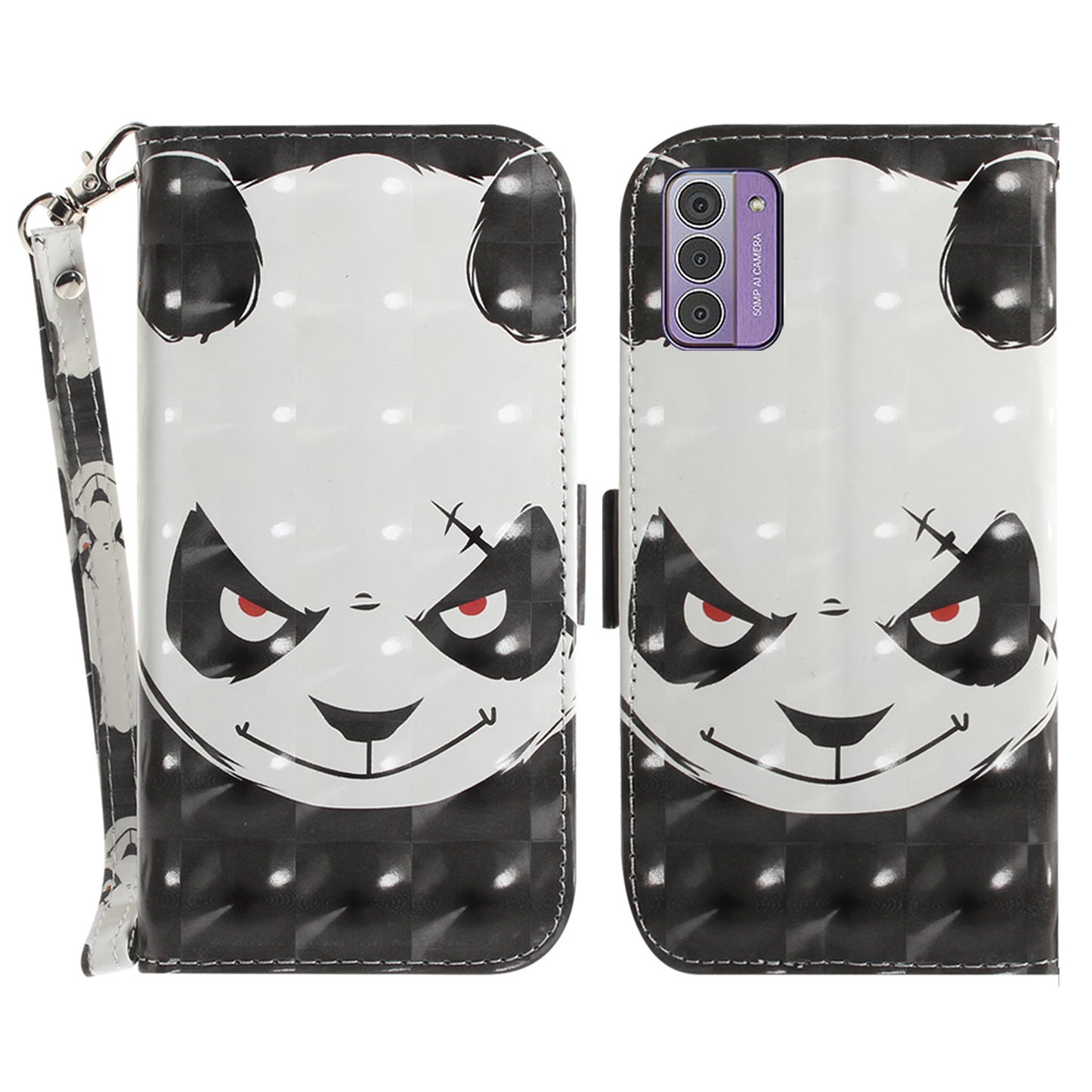 For Nokia G42 3D Pattern Printed PU Leather Phone Case Stand Flip Wallet Cover with Strap