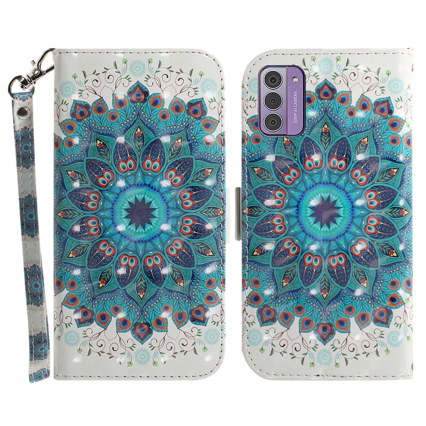 For Nokia G42 3D Pattern Printed PU Leather Phone Case Stand Flip Wallet Cover with Strap