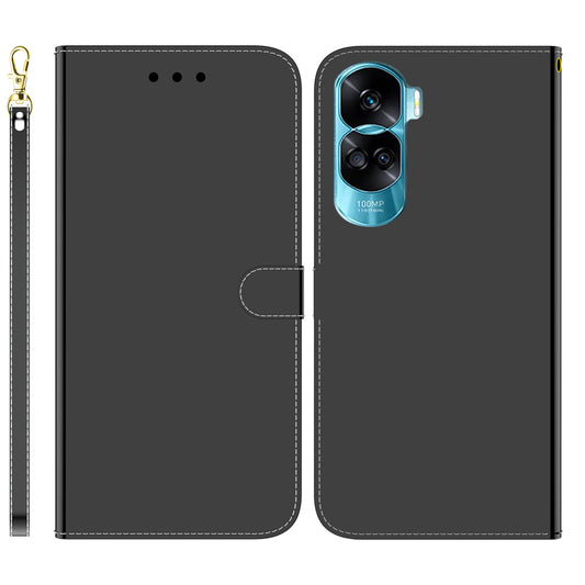 For Honor 90 Lite 5G / X50i 5G Mirror-Like Surface PU Leather Cover Anti-drop Wallet Stand Phone Case