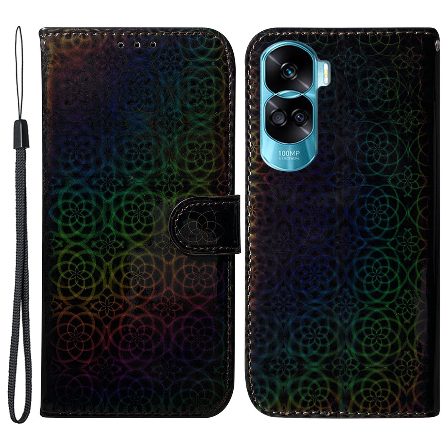 For Honor 90 Lite 5G / X50i 5G Dazzling Flower Pattern Wallet Case Cell Phone PU Leather Stand Cover