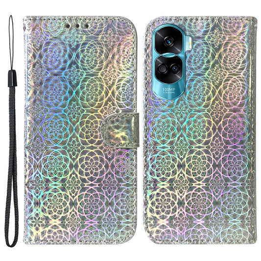 For Honor 90 Lite 5G / X50i 5G Dazzling Flower Pattern Wallet Case Cell Phone PU Leather Stand Cover