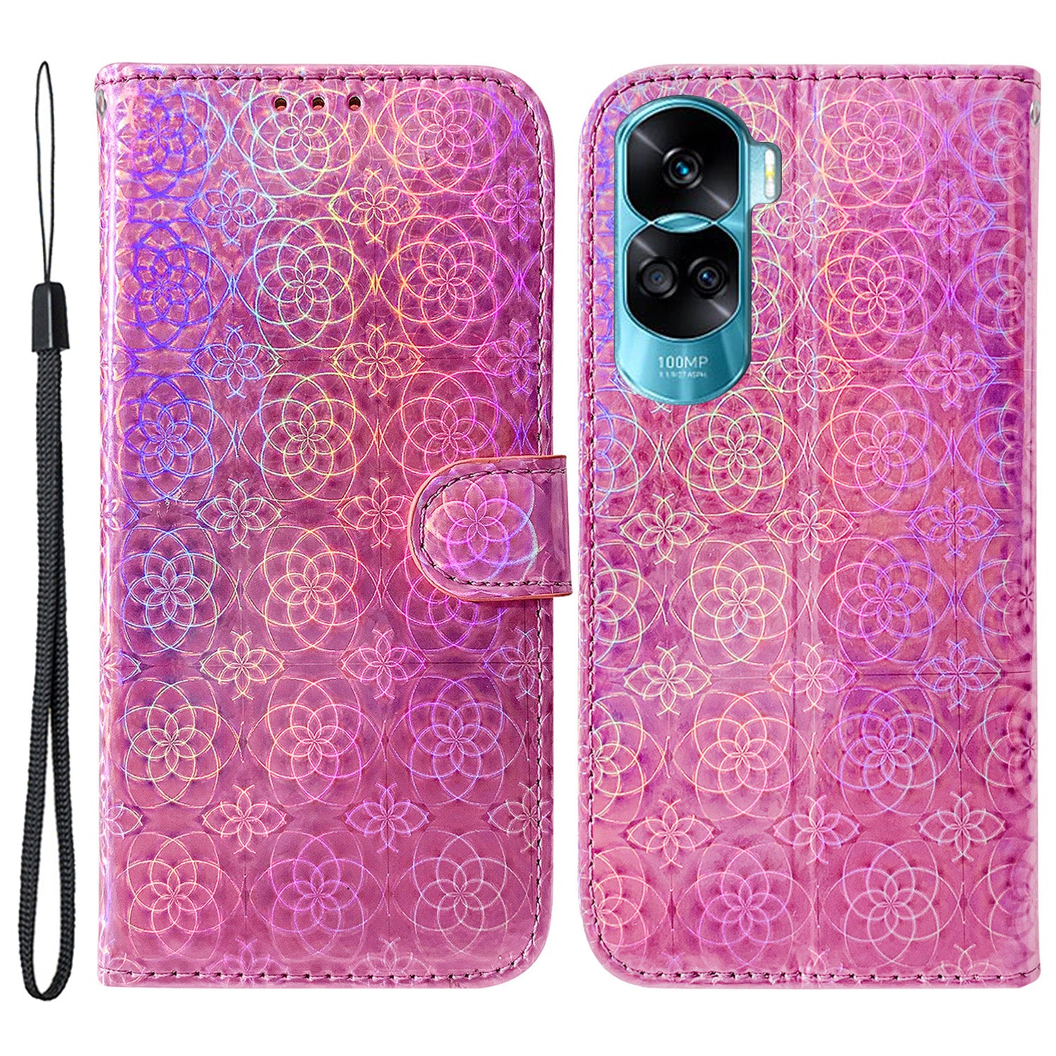 For Honor 90 Lite 5G / X50i 5G Dazzling Flower Pattern Wallet Case Cell Phone PU Leather Stand Cover