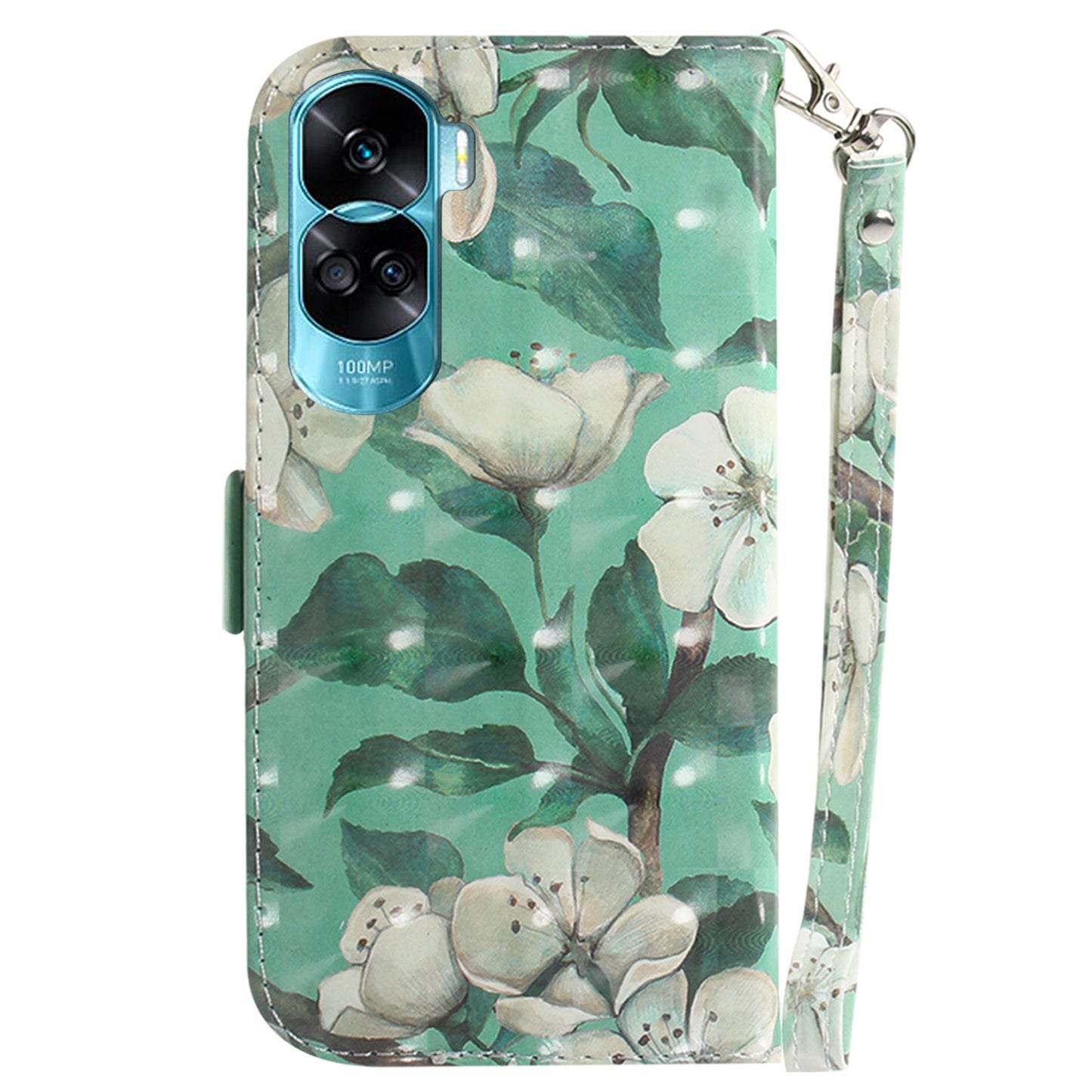 Flip Folio PU Leather Phone Case for Honor 90 Lite 5G / X50i 5G , 3D Pattern Printing Wallet Stand Cover with Strap