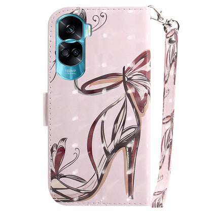 Flip Folio PU Leather Phone Case for Honor 90 Lite 5G / X50i 5G , 3D Pattern Printing Wallet Stand Cover with Strap
