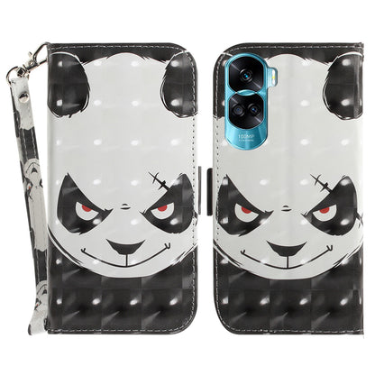 Flip Folio PU Leather Phone Case for Honor 90 Lite 5G / X50i 5G , 3D Pattern Printing Wallet Stand Cover with Strap