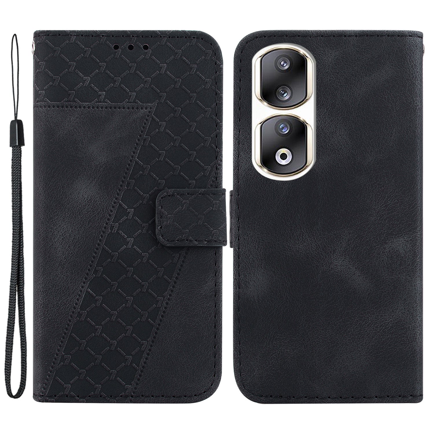 For Honor 90 Pro PU Leather Stand Cover 7-Shape Imprinted Flip Wallet Phone Case