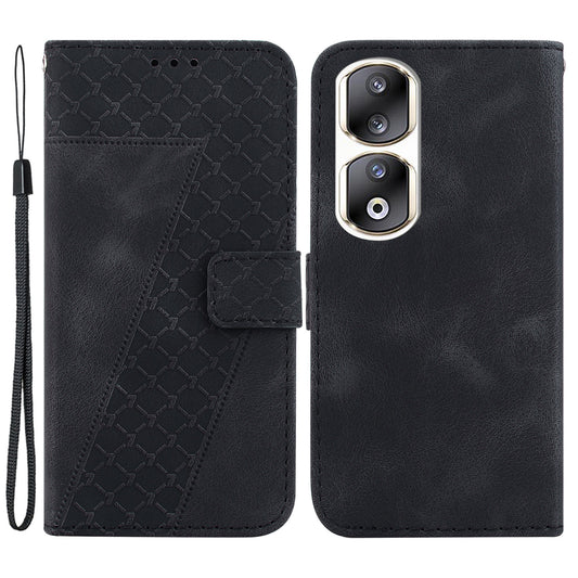 For Honor 90 Pro PU Leather Stand Cover 7-Shape Imprinted Flip Wallet Phone Case