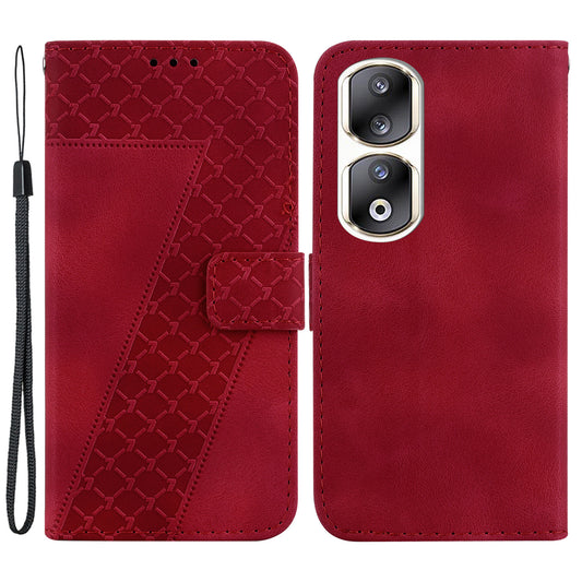 For Honor 90 Pro PU Leather Stand Cover 7-Shape Imprinted Flip Wallet Phone Case