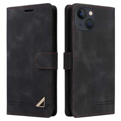 007 Series Phone Case Wallet for iPhone 15 , PU Leather Skin-touch Stand Flip Cover