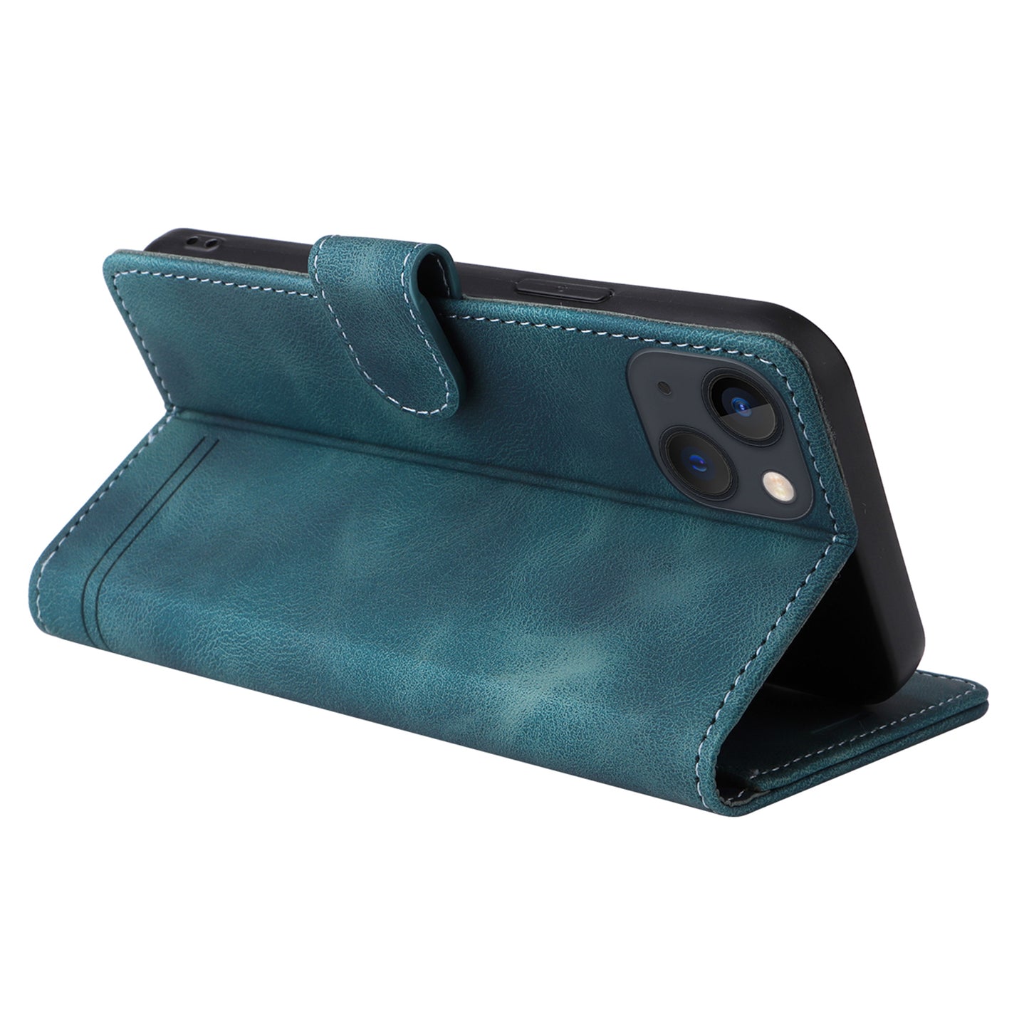 007 Series Phone Case Wallet for iPhone 15 , PU Leather Skin-touch Stand Flip Cover