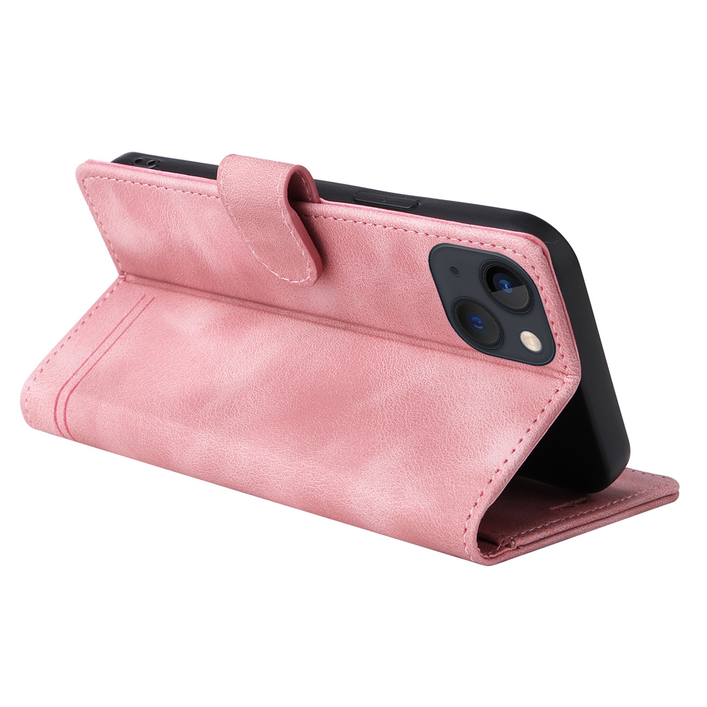 007 Series Phone Case Wallet for iPhone 15 , PU Leather Skin-touch Stand Flip Cover