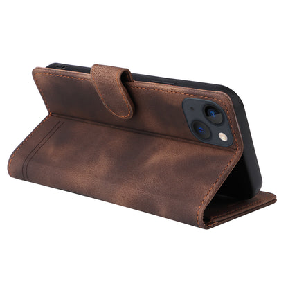 007 Series Phone Case Wallet for iPhone 15 , PU Leather Skin-touch Stand Flip Cover