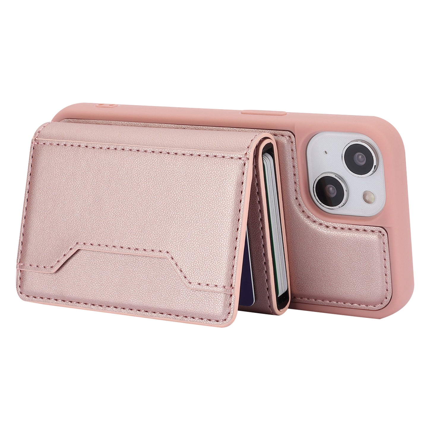 RFID Blocking Phone Cover for iPhone 15 , Kickstand Phone Shell with Detachable Pop-Up Card Case