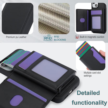 RFID Blocking Phone Cover for iPhone 15 , Kickstand Phone Shell with Detachable Pop-Up Card Case