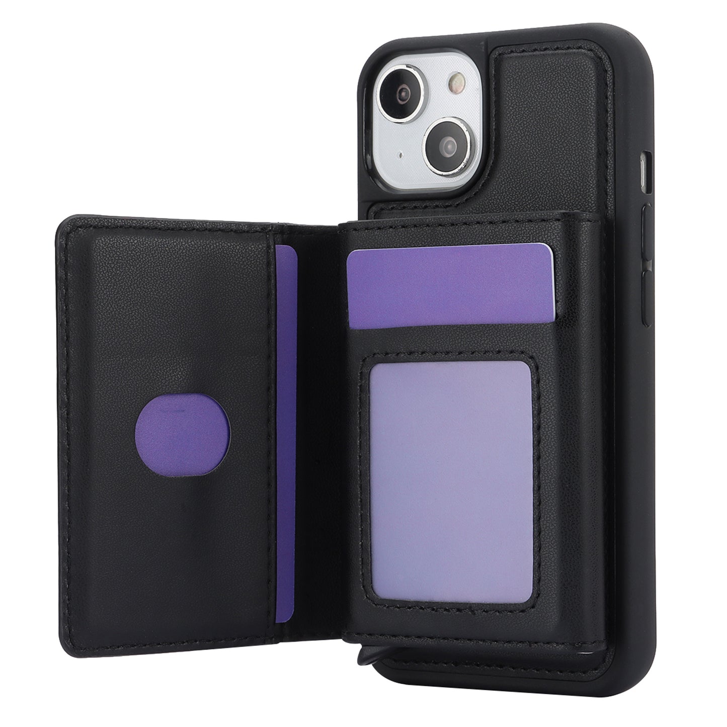 RFID Blocking Phone Cover for iPhone 15 , Kickstand Phone Shell with Detachable Pop-Up Card Case