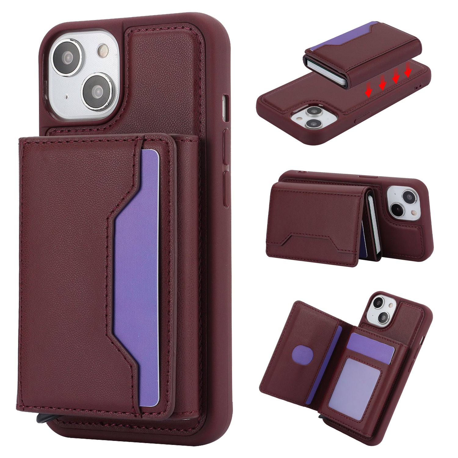 RFID Blocking Phone Cover for iPhone 15 , Kickstand Phone Shell with Detachable Pop-Up Card Case