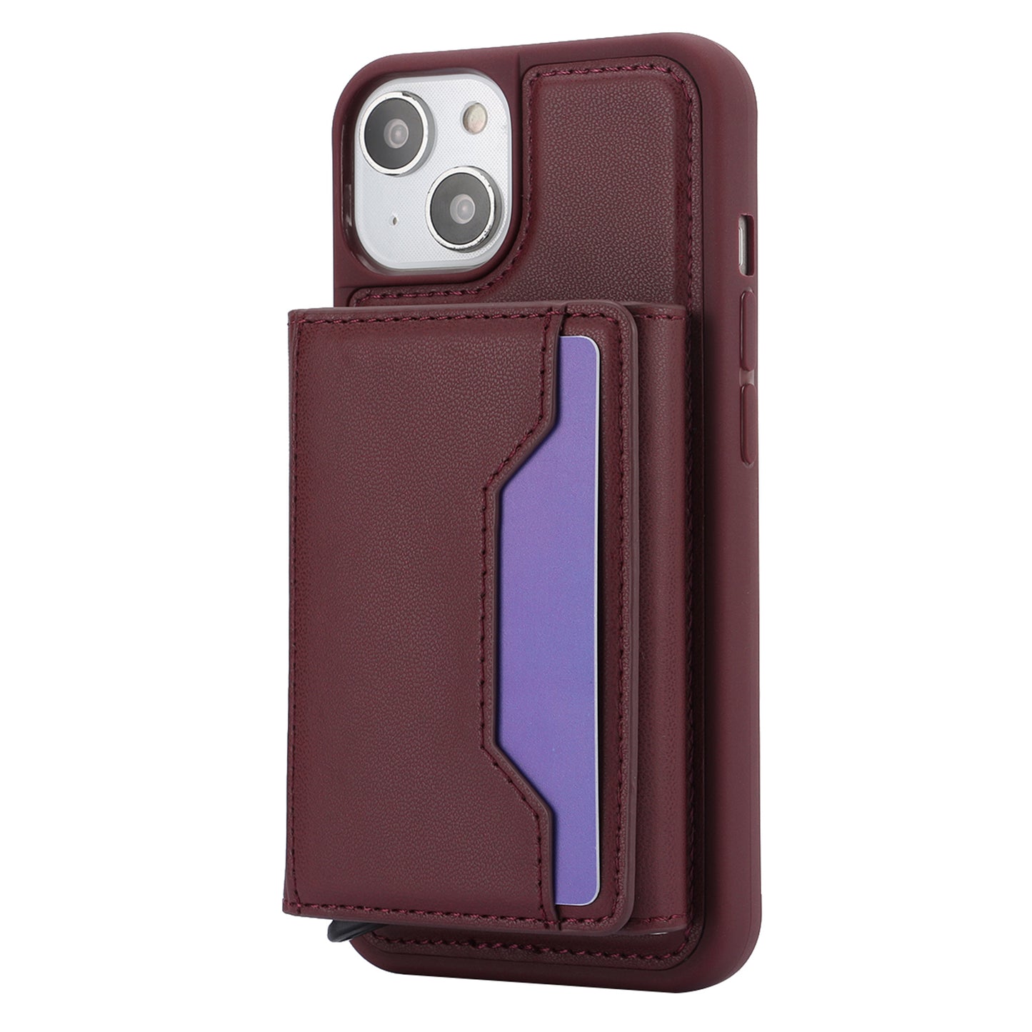 RFID Blocking Phone Cover for iPhone 15 , Kickstand Phone Shell with Detachable Pop-Up Card Case
