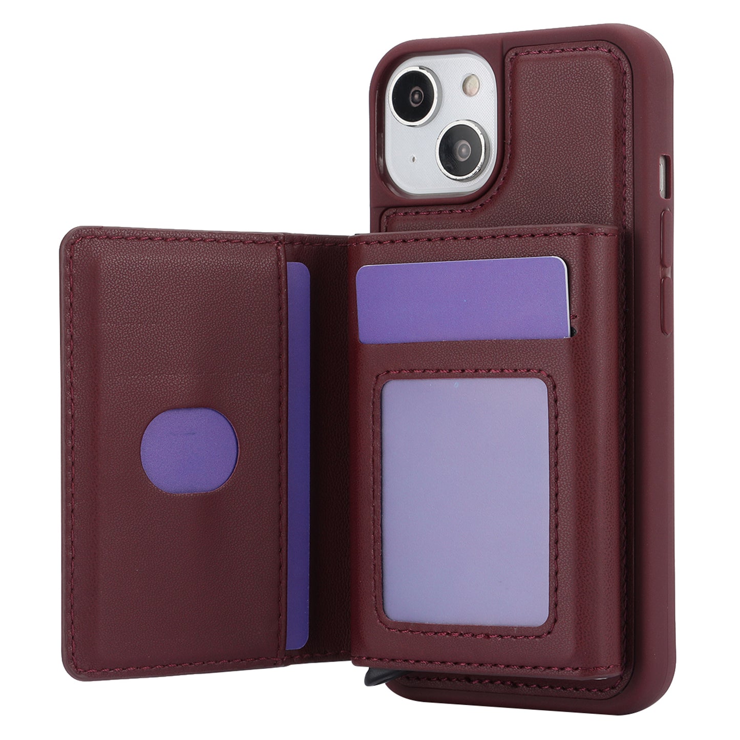 RFID Blocking Phone Cover for iPhone 15 , Kickstand Phone Shell with Detachable Pop-Up Card Case