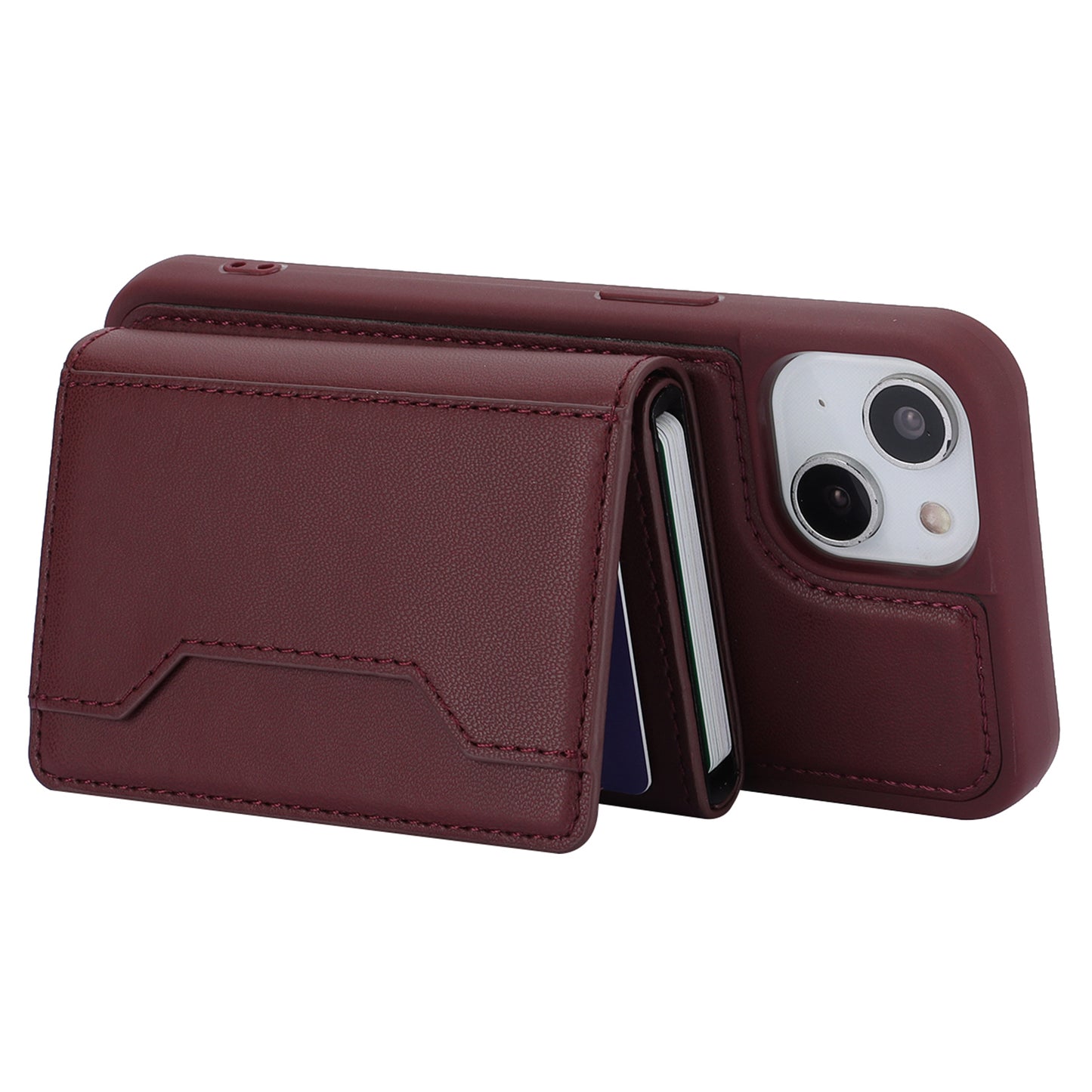 RFID Blocking Phone Cover for iPhone 15 , Kickstand Phone Shell with Detachable Pop-Up Card Case
