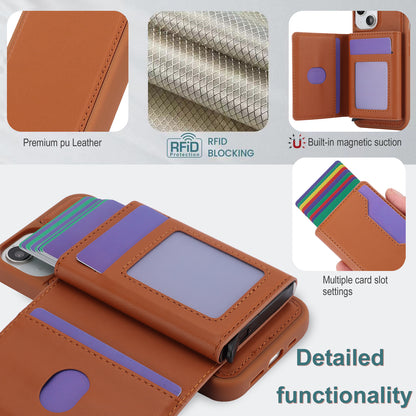RFID Blocking Phone Cover for iPhone 15 , Kickstand Phone Shell with Detachable Pop-Up Card Case