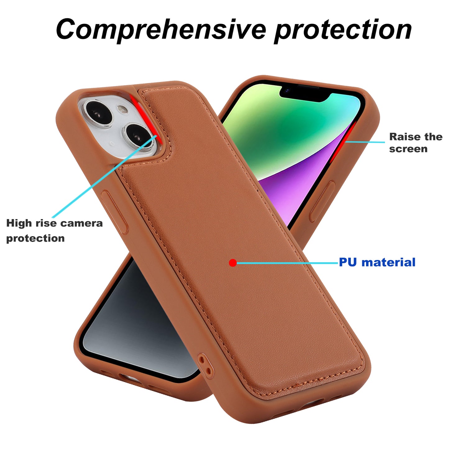 RFID Blocking Phone Cover for iPhone 15 , Kickstand Phone Shell with Detachable Pop-Up Card Case