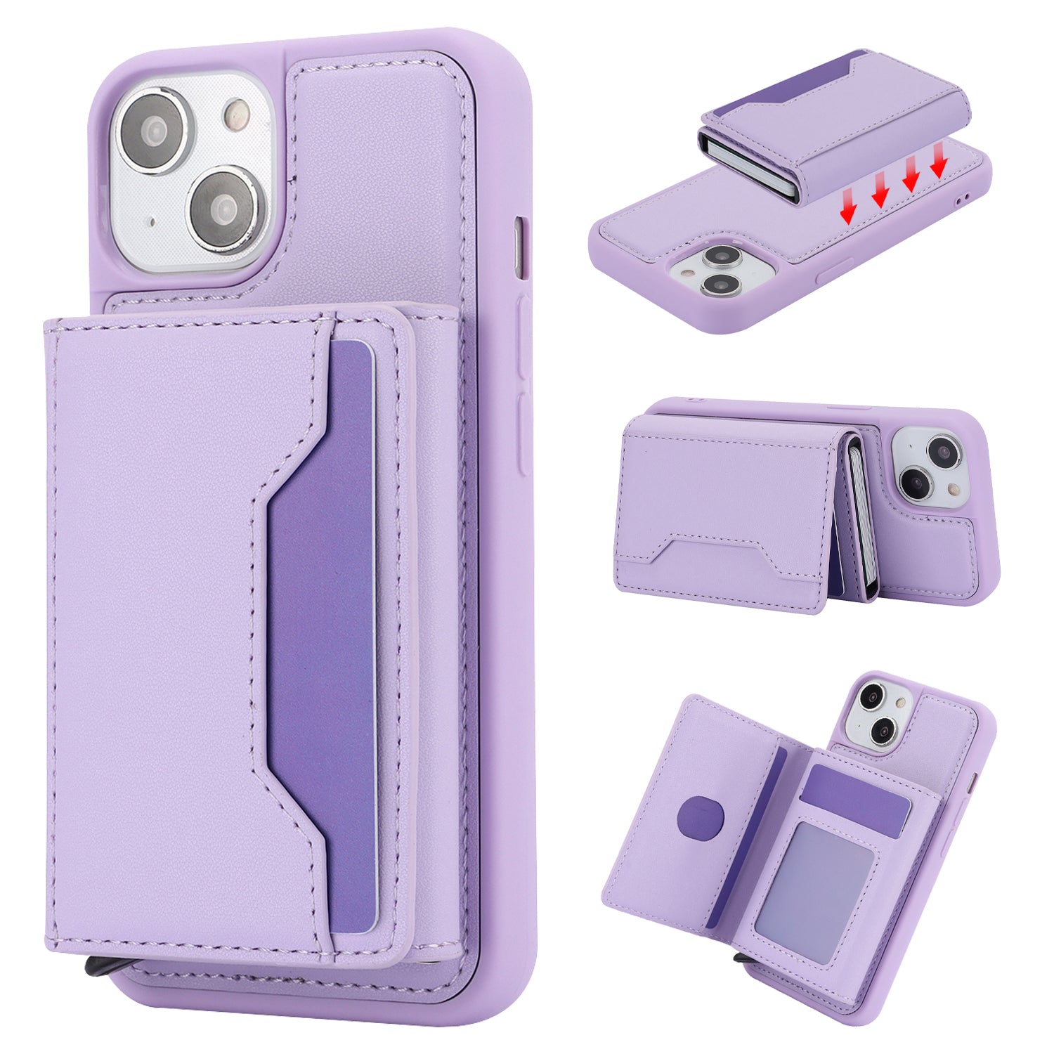 RFID Blocking Phone Cover for iPhone 15 , Kickstand Phone Shell with Detachable Pop-Up Card Case