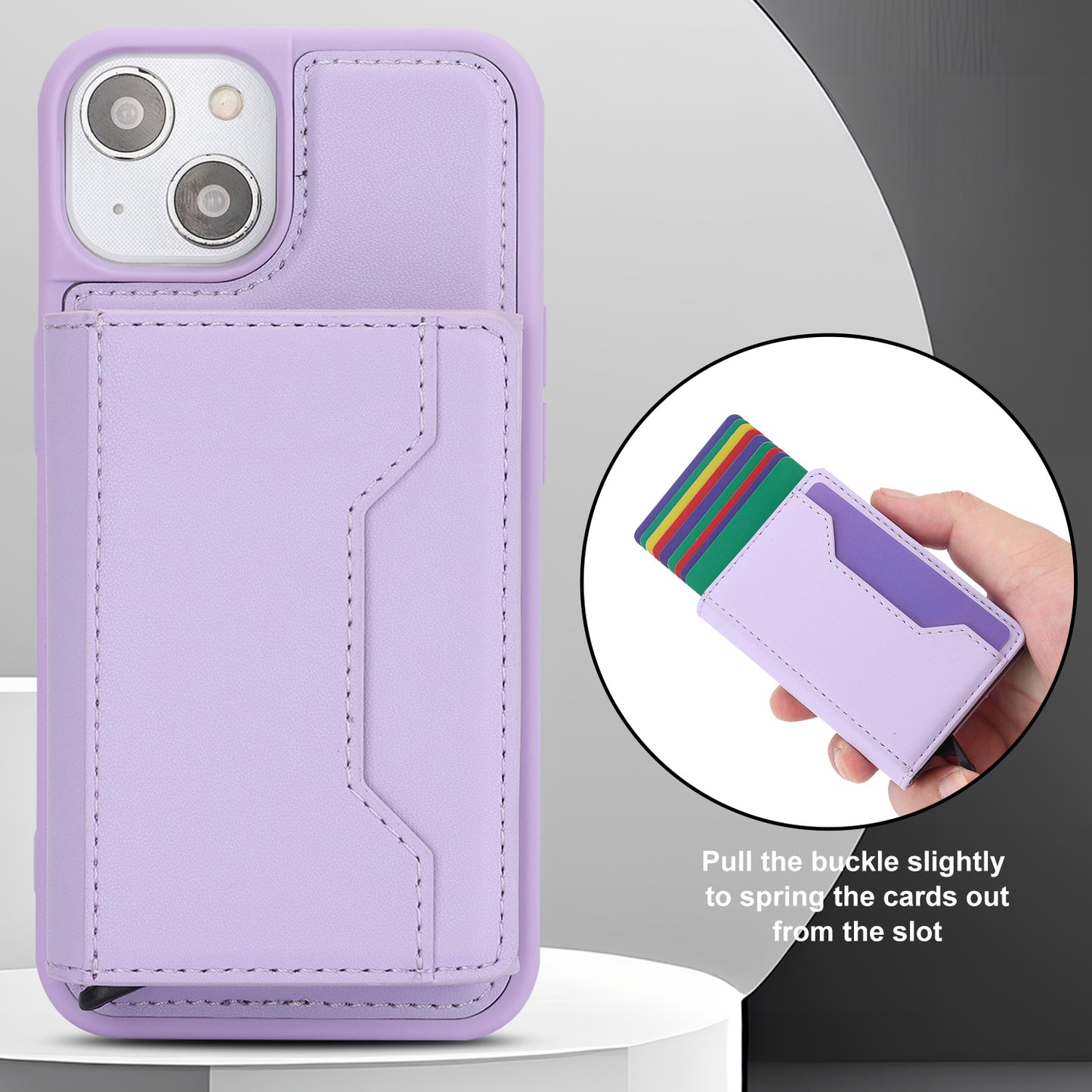 RFID Blocking Phone Cover for iPhone 15 , Kickstand Phone Shell with Detachable Pop-Up Card Case