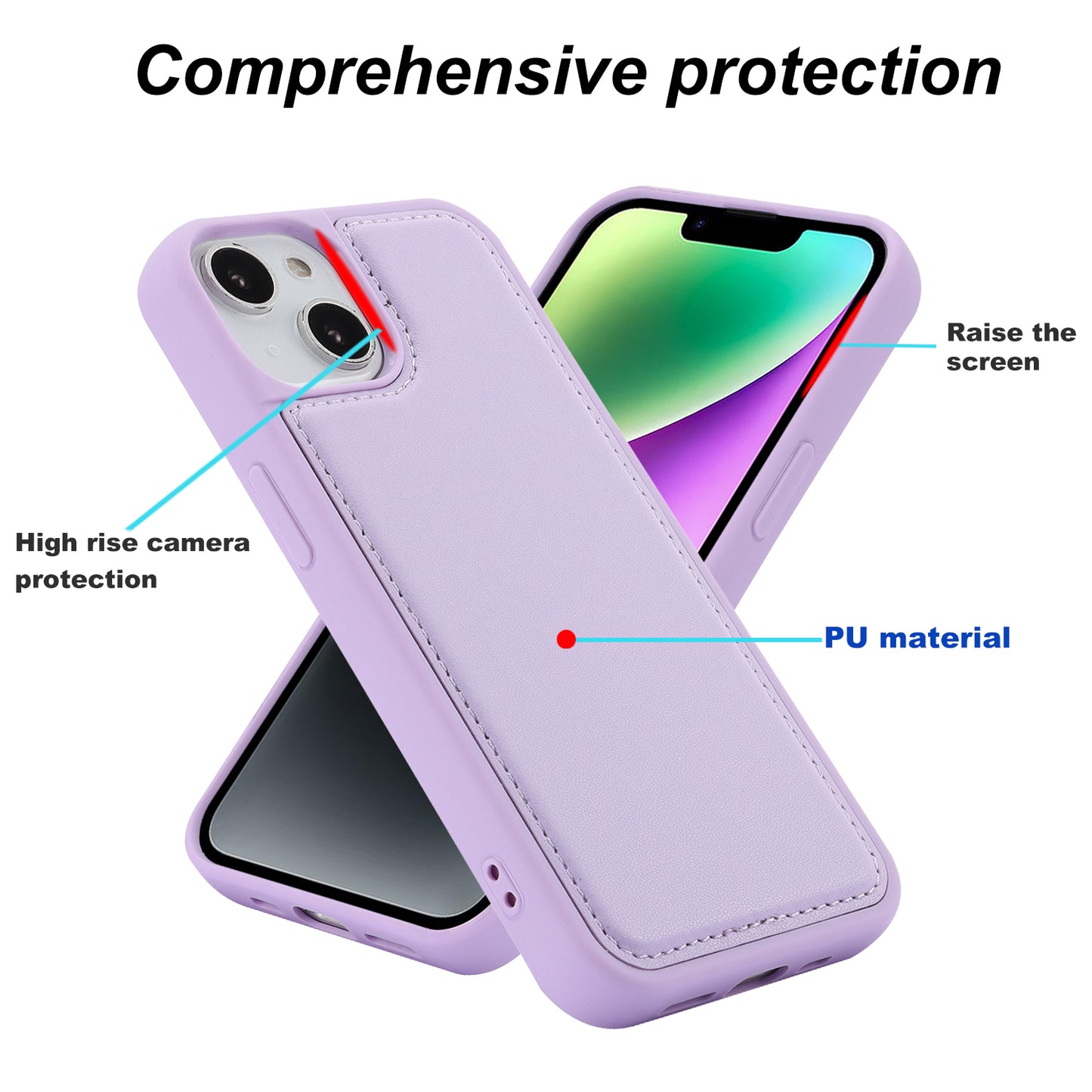RFID Blocking Phone Cover for iPhone 15 , Kickstand Phone Shell with Detachable Pop-Up Card Case